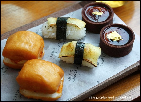 W Singapore T Time - Chilli crab mantou, Torced Double Brie Nigiri, Chocolate Foie Gras Ganache