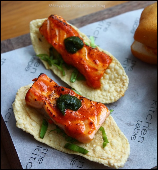 W Singapore T Time - Tikka Inspired Salmon Mint and Spiced Papadum