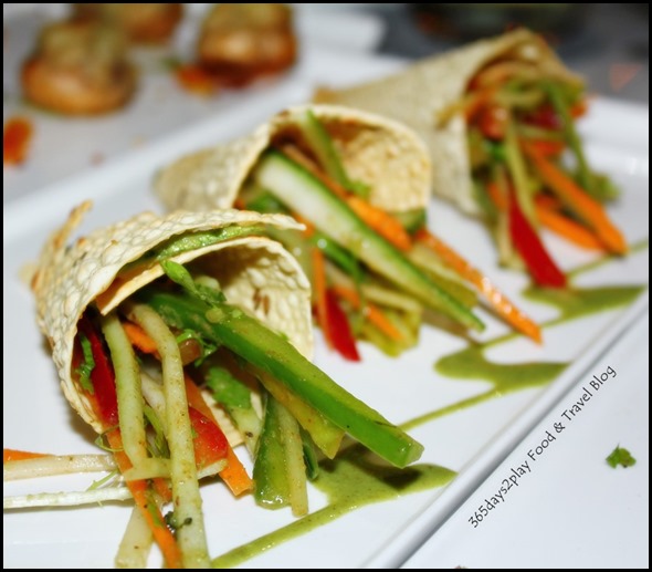 Pappadum Cones - Crispy Pappadum cone filled with veggie relish (2)