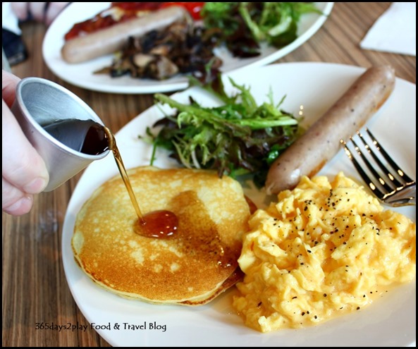 Refuel Cafe - Refuel Pancake with bratwurst sausage and scrambled eggs $9 (3)