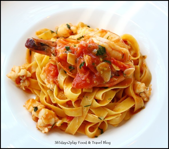 Zafferano - Homemade tagliatelle with jumbo prawns, marinated tomatoes with mint, lemon essence