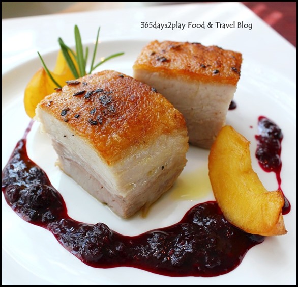 Zafferano - Slow-cooked iberico pork belly, caramelized red apples with thyme, berry sauce (1)