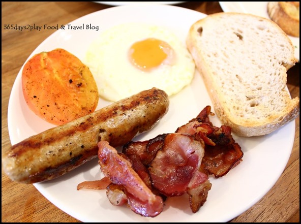 Oh Deli - English Breakfast (Kurobuta bacon, sunny side up, english pork sausage, sourdough) $12.90