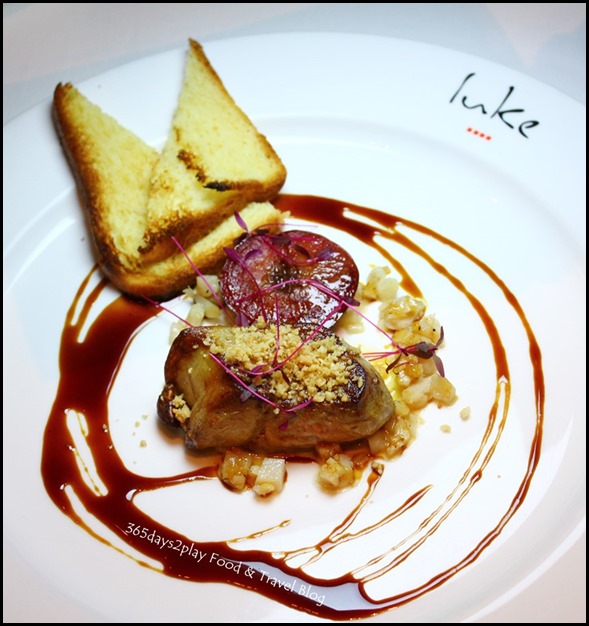 Salt Grill New Year's Eve Menu - Seared Foie Gras, Pine Nut Crust, Scallops, Plum, Brioche