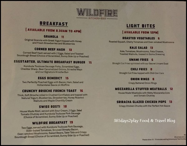 Wildfire Kitchen   Bar Brunch Menu