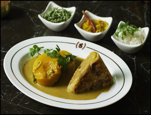 Vegetarian Pumpkin Curry with Brinjal Roti