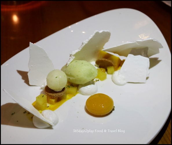 ME@OUE - Vacherin (Mango, Pineapple & coriander, Bergamot Sorbet, Vanilla Meringue) $15