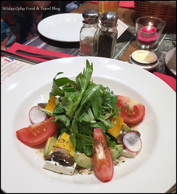 Paul Singapore -  Mixed salad with cold tofu, fresh mangoes, tomato vine, avocados, red radishes, button mushrooms, mango vinaigrette