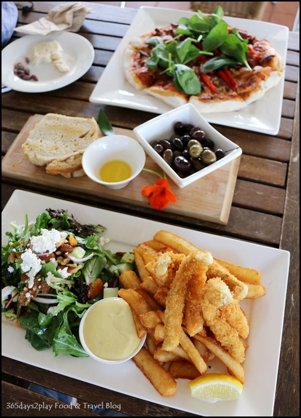 Olio Bello Cafe - Augusta crumbed whiting, salad and beer battered chips $27 (2)