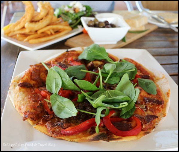 Olio Bello Cafe - Venison Chorizo with Italian passata sauce, caramelised onion, roasted red capsicum, mozzarella, basil $20 (1)