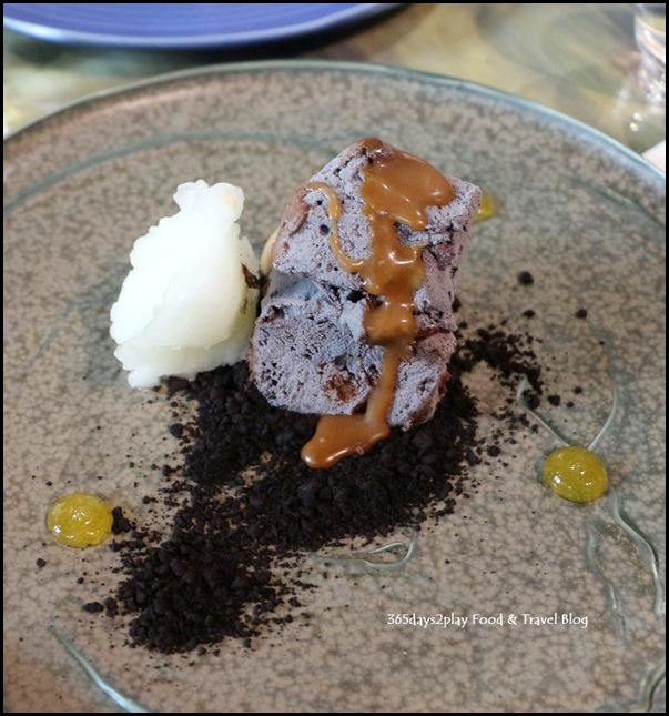 Margaret River Gourmet Escape - Chocolate H20 (Salted caramel, yuzu sorbet, chocolate soil, burnt caramel bavarois) $22