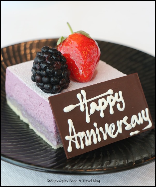 Ritz Carlton Summer Pavilion - Happy Anniversary Blueberry mousse cake