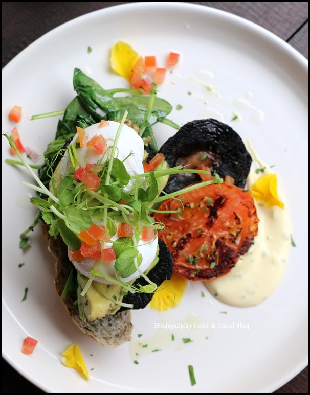 Botanist - Egg Florentine (portobello mushroom, wilted spinach, avocado, poached eggs, tomatoes, chive hollandaise served on toast) $19 (1)