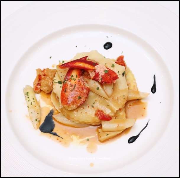 Marriott Pool Grill - Contemporary (Raviolo, white asparagus, lobster ragout, squid ink, parsley) $38 (2)