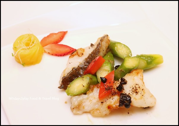 Sauteed Grouper Fillet with Black Garlic and Asparagus