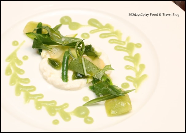 The Knolls - M. Matsubara's ricotta, spring vegetable composition & green tomato coulis $36