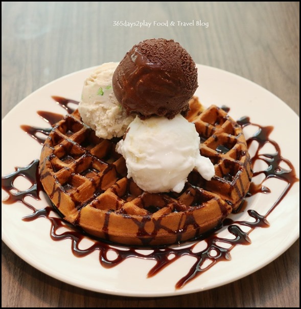 The Butcher's Kitchen - Waffles with 3 scoops of ice cream $14.80