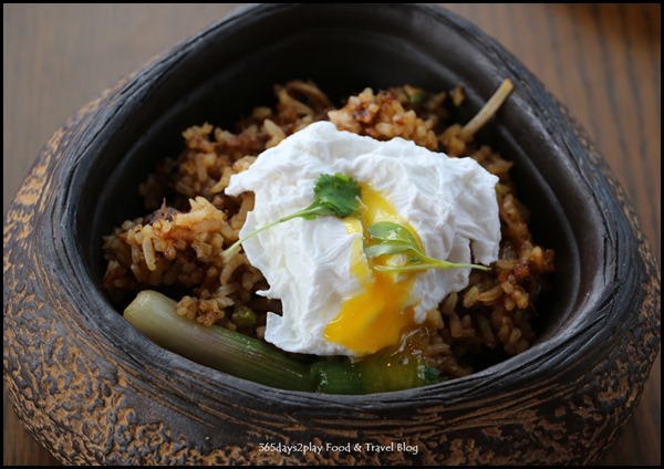 LeVeL33 - Fried Rice (Braised beef brisket, lightly spiced, fermented greens, poached egg) $14.50