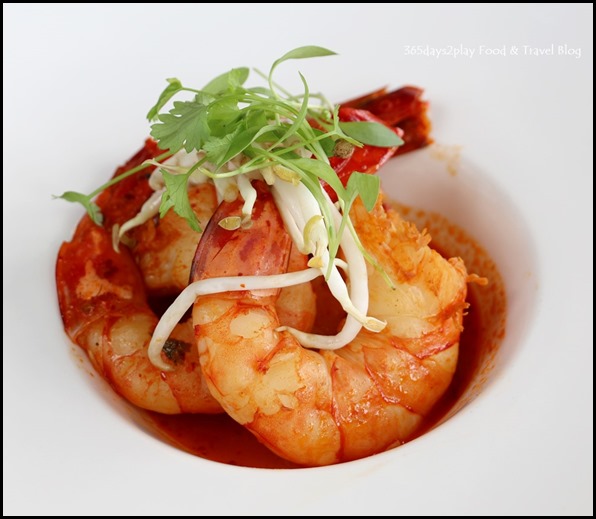 LeVeL33 - Tiger Prawn (Goan masala paste, pickled bean sprouts, coriander broth) $18