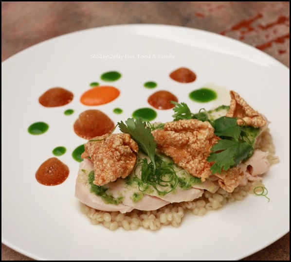 Antoinette - Chicken Rice with poached chicken breast, ginger scallion dressing and barley $26 (1)