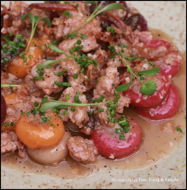 Antoinette - Hakka Gnocchi with dried shrimp, foie gras, cured pork and morel mushrooms $24 (4)