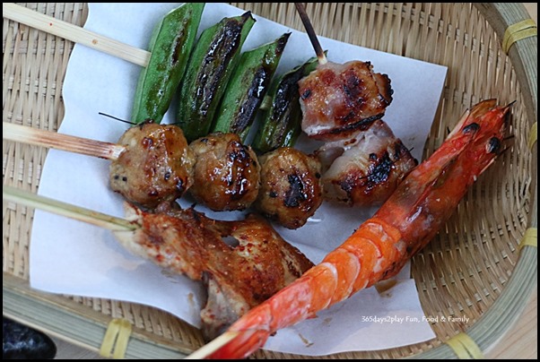 Iza - Skewers (Bacon wrapped lychee, hand-made chicken & pork meatball, lady's finger, prawn)