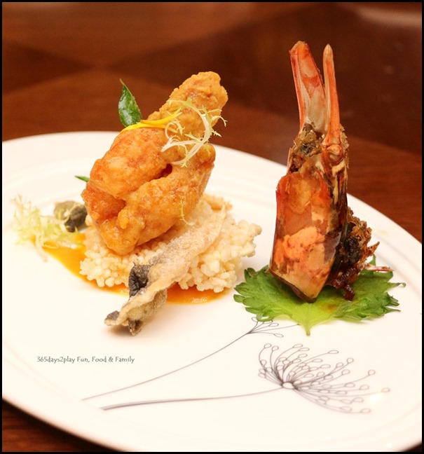 Pan Pacific Singapore CNY 2018 -  sauteed king prawns with crispy fish skin in salted egg yolk sauce