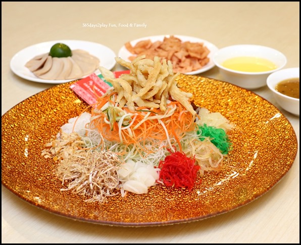 Prosperity Lo Hei with Abalone Slices & Sliver Fish in Passion Fruit Sauce