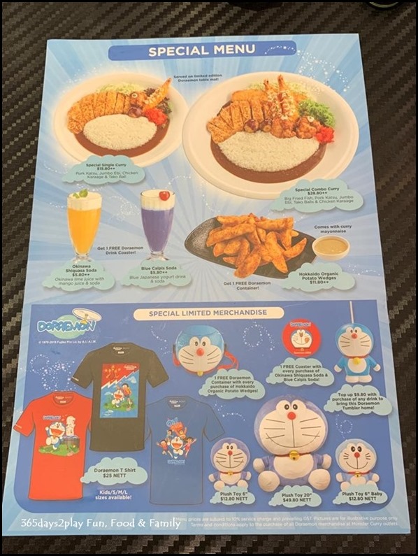 Monster Curry Special Doraemon Menu